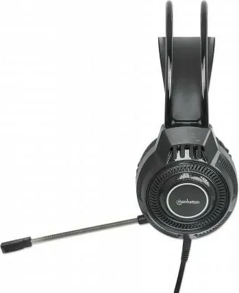 Kufje gaming MANHATTAN RGB LED, USB, over-ear, me mikrofon, e zezë - 4