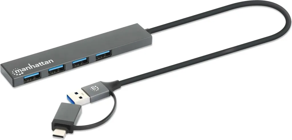 USB hub MANHATTAN Kombo-Hub 4Port USB 3.0, Type-C/Type-A, 4xUSB-A, gri - 2