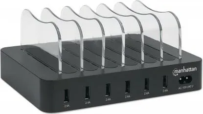 Stacion karikimi MANHATTAN 6 porta USB, 2.4A/5V, 55W, i zi - 2