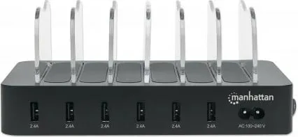Stacion karikimi MANHATTAN 6 porta USB, 2.4A/5V, 55W, i zi - 3