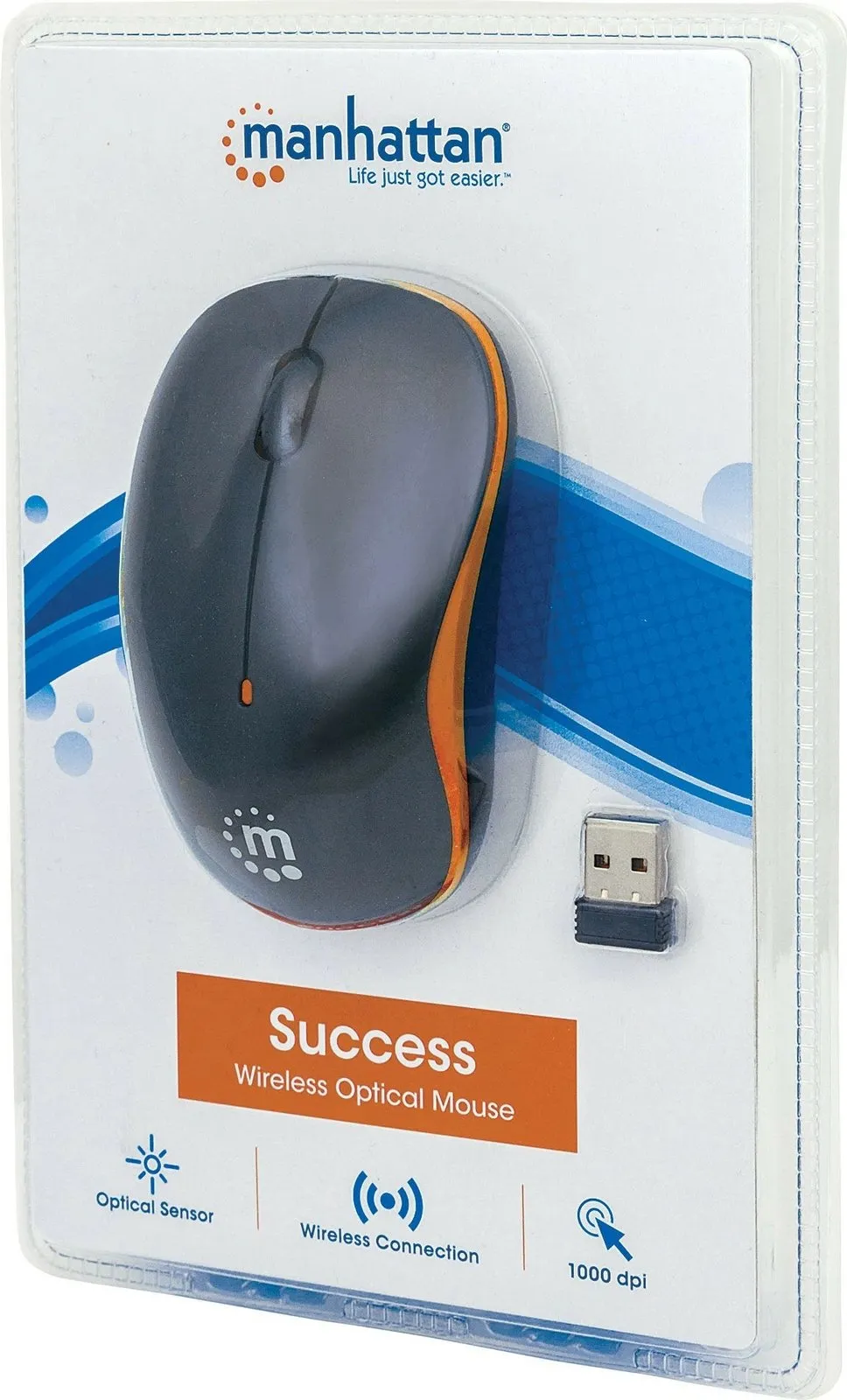 Maus wireless MANHATTAN Success, optik, 1000dpi, portokalli - 6