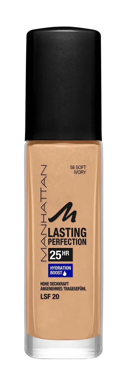 Krem pudër Manhattan Lasting Perfection 25H, 58 Soft Ivory, 30ml - 1