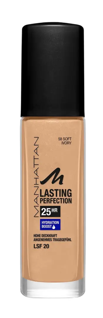Krem pudër Manhattan Lasting Perfection 25H, 58 Soft Ivory, 30ml