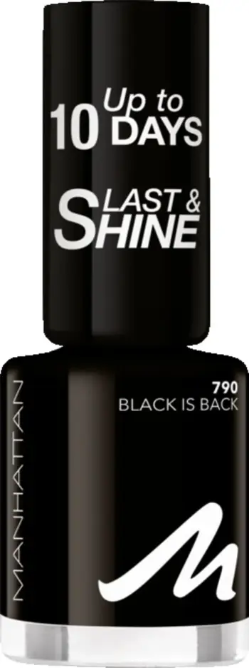 Llak për thonjë Manhattan Up To 10 Days Last & Shine, 790 Black Is Back, 8 ml