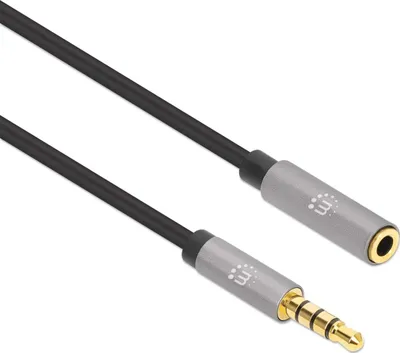 Kabllo zgjatëse audio Manhattan, 3.5 mm stereo, e zezë - 2