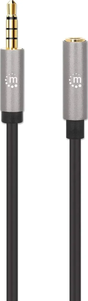 Kabllo zgjatëse audio Manhattan, 3.5 mm stereo, e zezë - 3