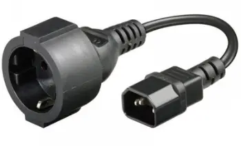 Kabllo rryme Manhattan Power Adapter IEC320 C14 në prizë Schuko F, 23cm, e zezë