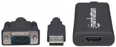 Kabllo adapter Manhattan 152426, HDMI në VGA, USB A, 0.3m, e zezë - 3