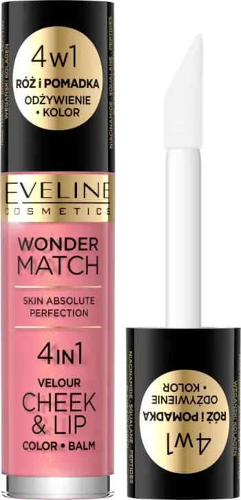 Buzëkuq dhe blush krem Eveline Cosmetics Wonder Match Velour Cheek & Lip 03 për femra, 4.5ml