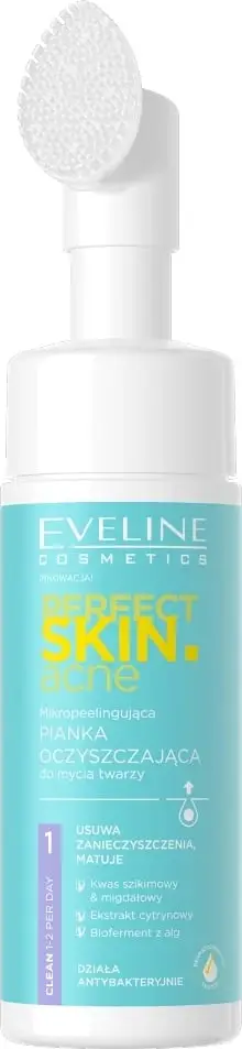 Shkumë pastruese për fytyrë Eveline Cosmetics Perfect Skin.acne me brushë për femra 150ml