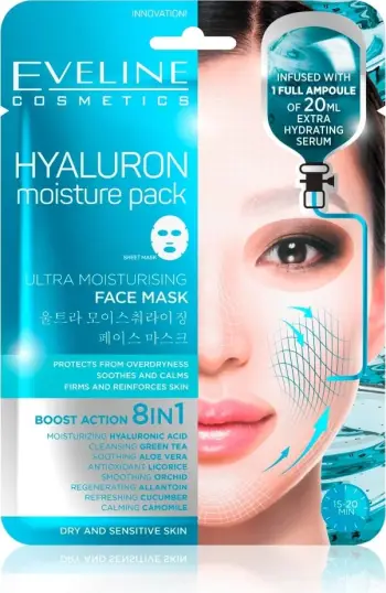 Maskë hidratuese për fytyrë Eveline Hyaluron Moisture Pack