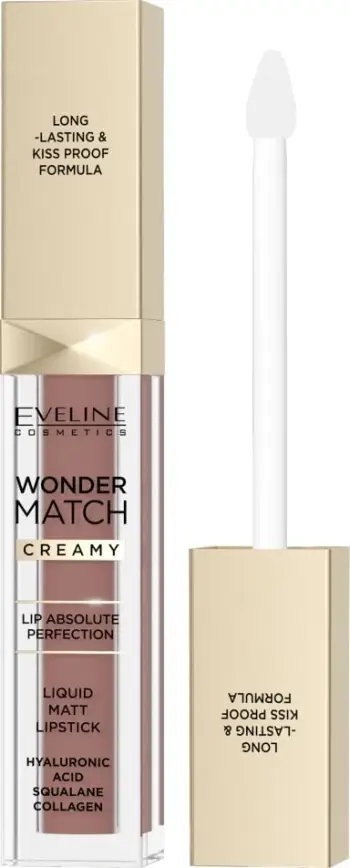 Buzëkuq i lëngshëm mat Eveline Cosmetics Wonder Match 09 Dream Nude për femra, 6.8ml