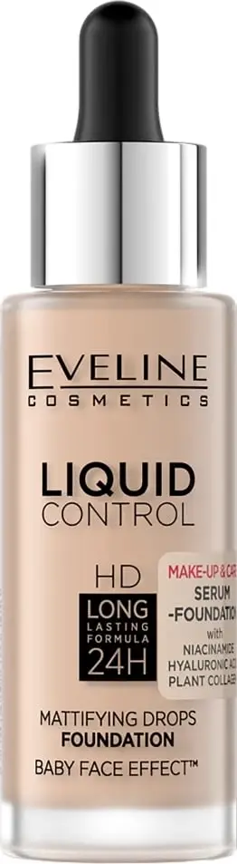 Fondatinë për femra Eveline Cosmetics Liquid Control HD Mattifying Face Foundation 050 Golden Beige 32ml