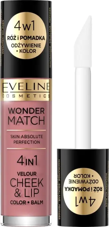 Buzëkuq dhe blush krem për femra Eveline Cosmetics Wonder Match Velour Cheek & Lip Blush and Lipstick 05, 4.5ml