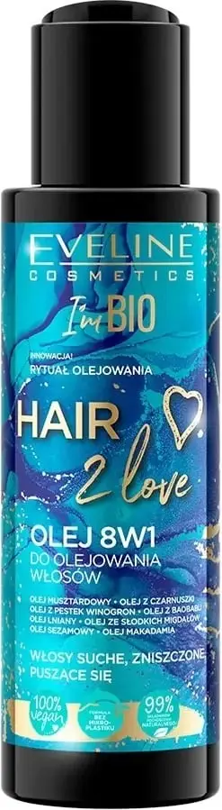 Vaj flokësh Eveline Hair 2 Love Oil 8in1, rigjenerues, 110ml