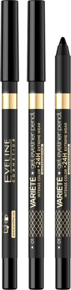 Laps për sy Eveline Variete 01, xhel waterproof, i zi