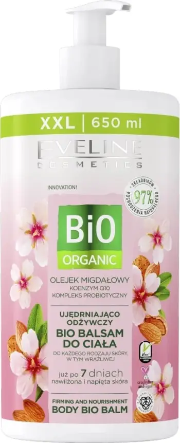 Balsam trupi Eveline Cosmetics Bio Organic, ushqyes dhe firmues, vaj bajame, 650ml