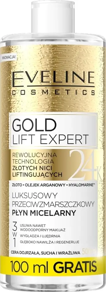 Ujë micelar për femra Eveline Cosmetics Gold Lift Expert Luxury Anti-Wrinkle, 500ml