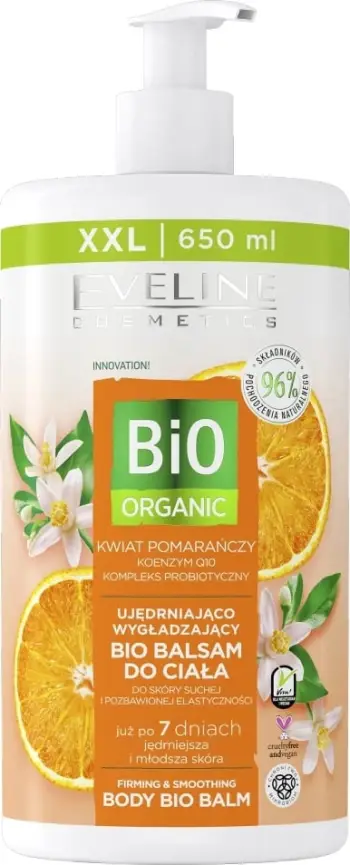 Balsam trupi Eveline Cosmetics Bio Organic Soothing Body Balm, efekt tonifikues, 650ml