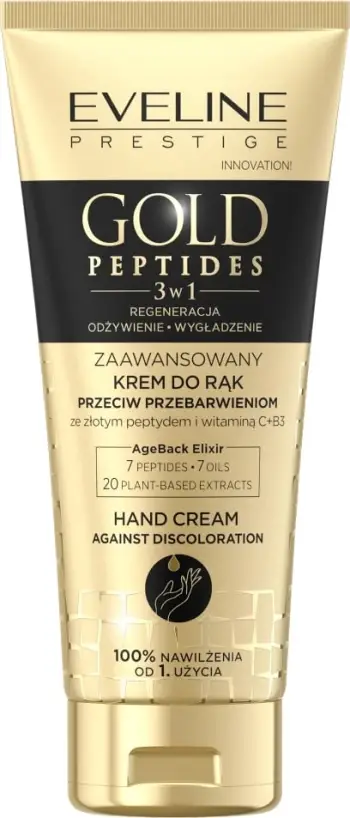Krem për duar për femra Eveline Cosmetics Gold Peptides Advanced kundër njollave, 75ml