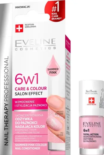 Llak për thonj për femra Eveline Cosmetics Nail Therapy Professional 6w1 Care & Colour Sparkling Pink 5ml