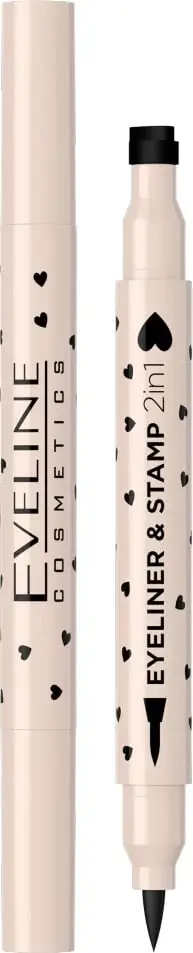 Eyeliner & Stamp 2-në-1 për femra Eveline Cosmetics 01 Heart e zezë, 1 copë