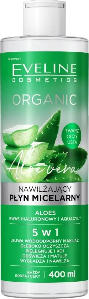 Ujë micelar për femra Eveline Cosmetics Organic Moisturizing me Aloe, 400ml