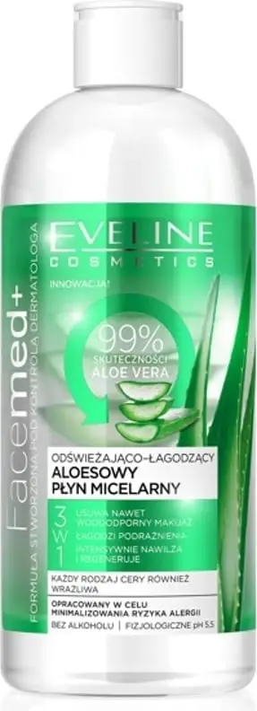 Ujë micellar Eveline Refreshing Soothing Aloe 3 in 1, 400 ml