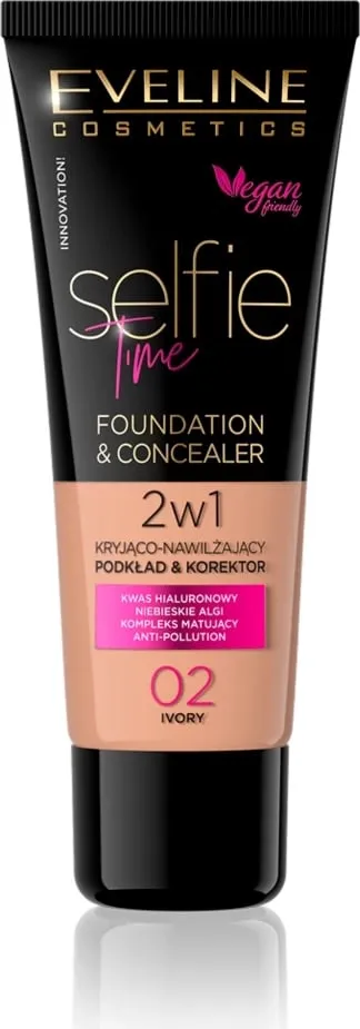 Fondatinë dhe korektor për femra Eveline Cosmetics Selfie Time 02 Ivory 30ml - 1