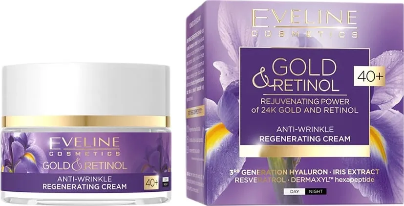 Krem fytyre Eveline Cosmetics Gold and Retinol 40+, kundër rrudhave, 50 ml - 1