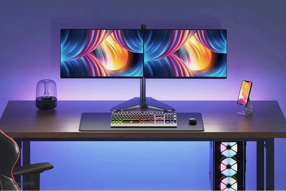 Mbajtëse për dy monitorë Neomounts FPMA-D550DDBLACK, 10-32", e zezë - 11