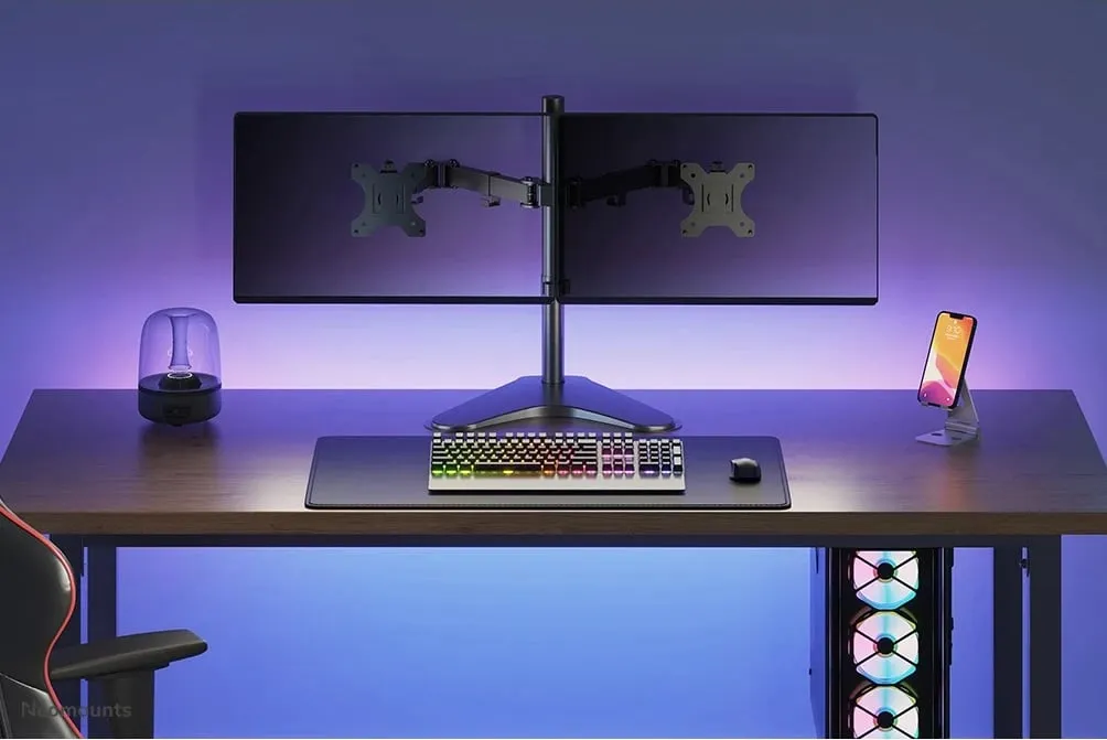Mbajtëse për dy monitorë Neomounts FPMA-D550DDBLACK, 10-32", e zezë - 10