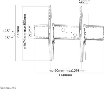 Mbajtëse muri për TV Neomounts LFD-W2000, 60-100", e zezë