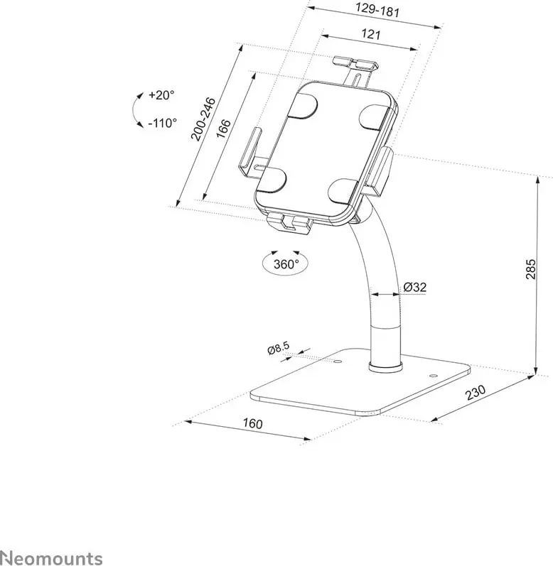 Mbajtëse tavoline tabletë Newstar DS15-625WH1, 7.9-11 inç, e bardhë - 11