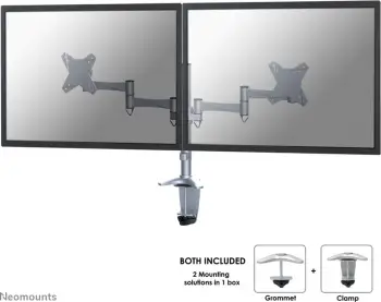 Krah monitori Neomounts FPMA-D1330DSILVER, Clamp/Grommet, 9 kg, 25.4 cm (10"), 68.6 cm (27"), 100 x 100 mm, Argjendtë