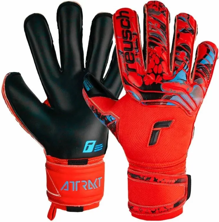 Doreza portieri Reusch Attrakt Gold X Evolution Cut Finger Support, latex Gold, të kuqe - 1