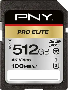 Kartë memorie PNY SDXC PRO Elite UHS-I (P-SD512U3100PRO-GE), 512GB
