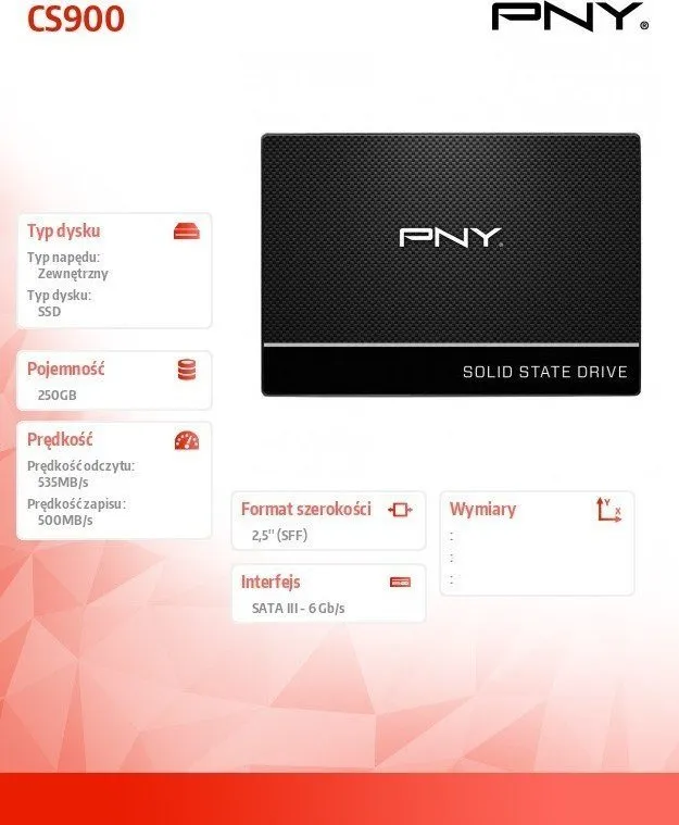 Disk SSD PNY CS900, 250GB, 2.5" SATA III - 3