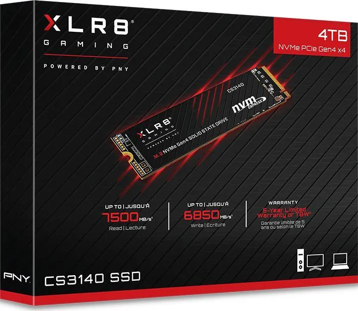 Disk SSD PNY XLR8 CS3140, 4TB, M.2 2280 PCI-E x4 Gen4 NVMe - 1