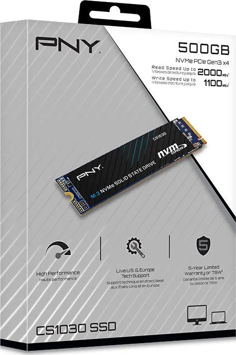 Disk SSD PNY CS1030, 500GB, M.2 2280 PCI-E x4 Gen3 NVMe - 1