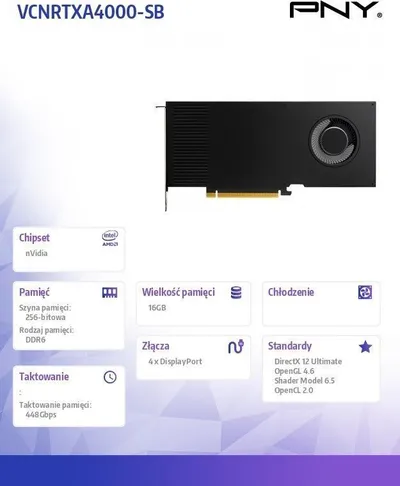 Kartelë grafike PNY Quadro RTX A4000 16GB GDDR6 - 3