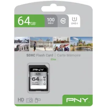 Kartelë memorie PNY Elite 64GB SDXC Class 10 UHS-I e zezë