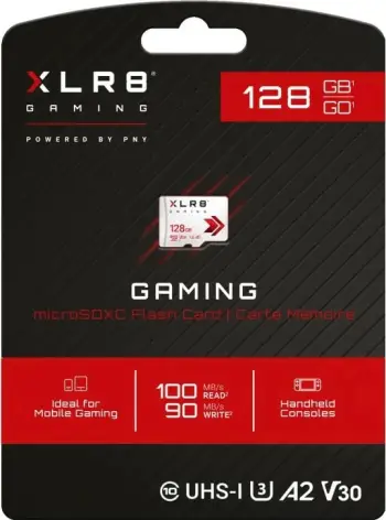 Kartë memorie PNY XLR8 MicroSDXC, 128GB, UHS I Class 10, e bardhë
