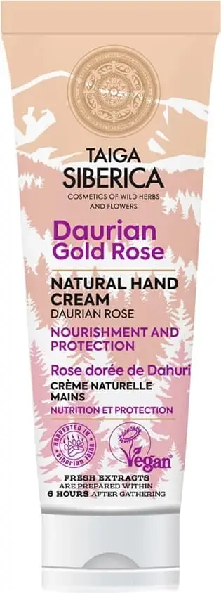 Krem për duar për femra Natura Siberica Taiga Siberica Natural Nourishing and Protective me trëndafil Dahurian, 75ml