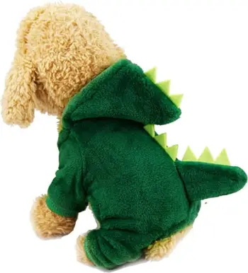 Veshje për kafshë shtëpiake, në formë dinosauri, e gjelbër VKSHD, 1 copë, S