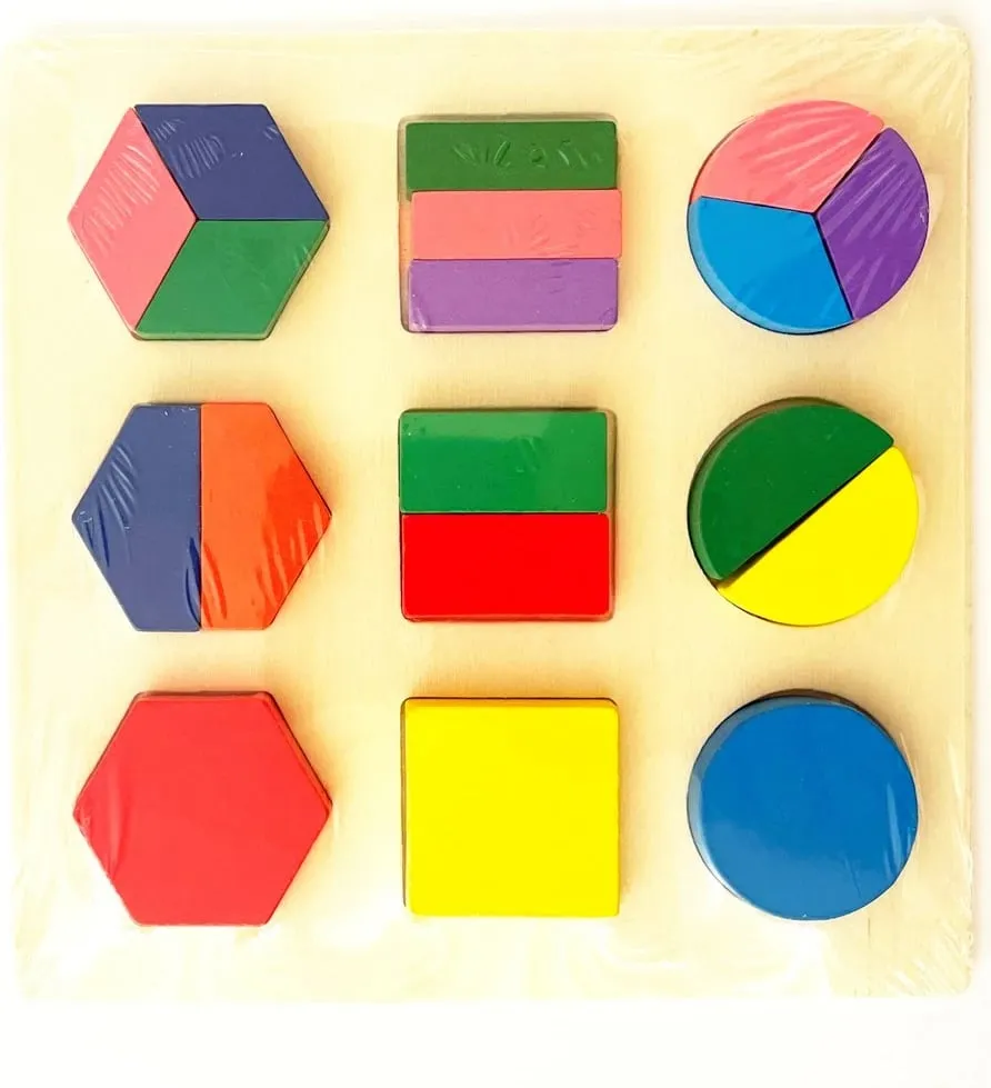 Set, 3 puzzle me figura dhe 1 puzzle gjeometrik, dru - 4