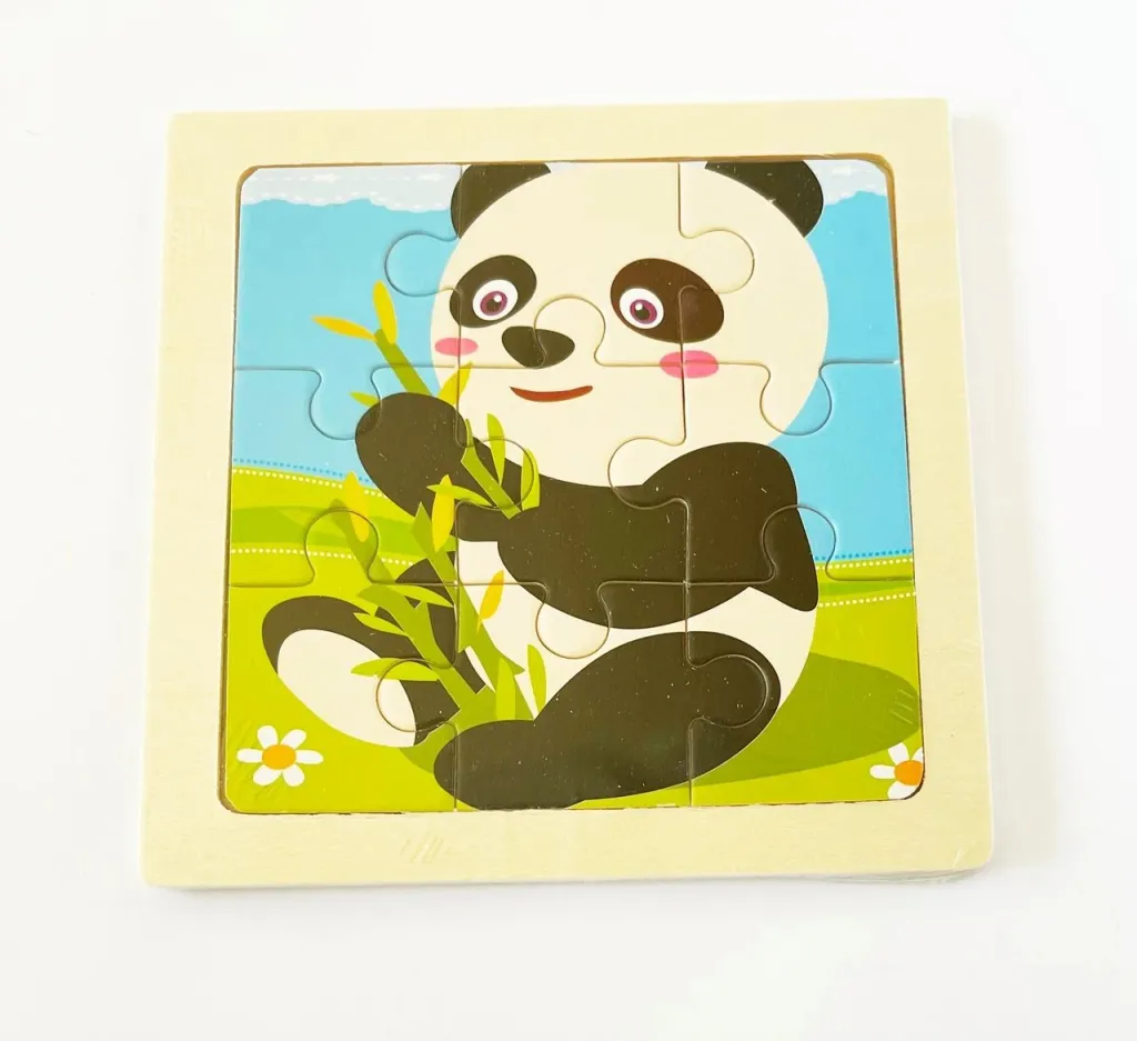 Set, 3 puzzle me figura dhe 1 puzzle gjeometrik, dru - 8