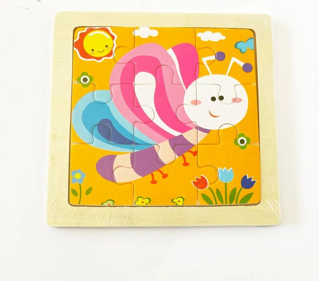 Set, 3 puzzle me figura dhe 1 puzzle gjeometrik, dru - 9