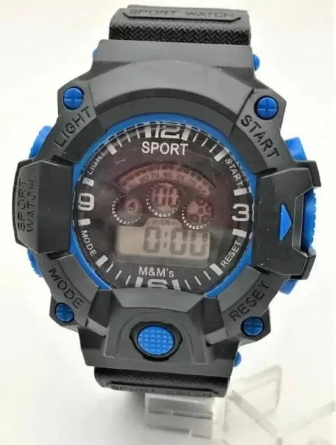 Orë digjitale Sport WR30MZK, zezë/kaltër - 1