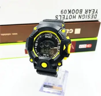 Orë digjitale Sport WR30MV, zezë/verdhë